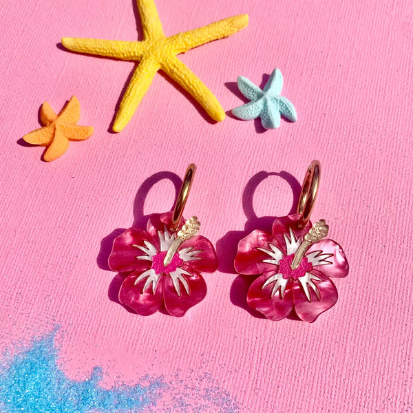 Hibiscus Flower Earrings