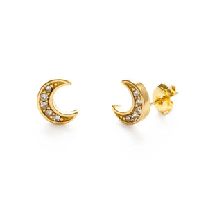 Crystal Crescent Moon Studs