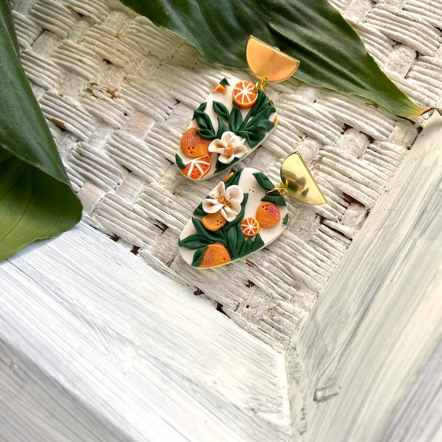 Orange Flower Blossom Earrings