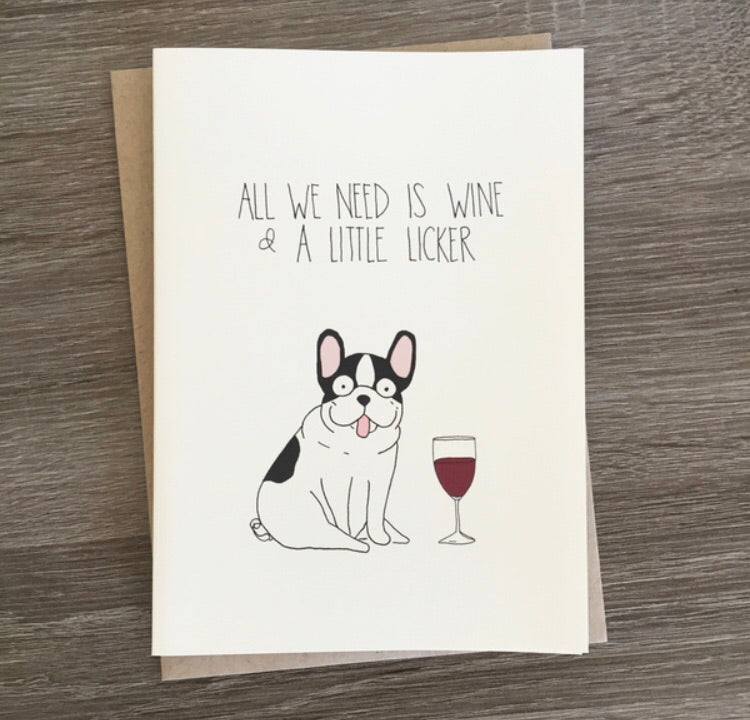 Wine and a Little Licker Card