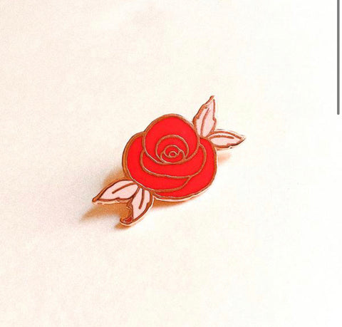 Desert Rose Enamel Pin - Red & Rose Gold