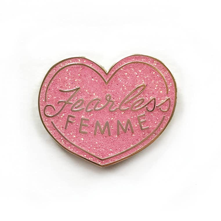 Fearless Femme Pink Glitter Pin